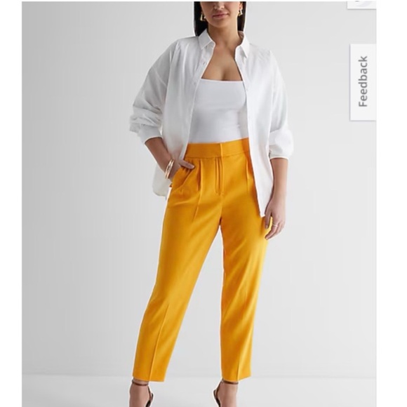 Express High-Waist Pleated Trousers in Bright Orange - Picture 14 of 14